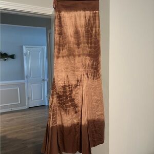 NY Collection Brown Tie-Dye Maxi Skirt
